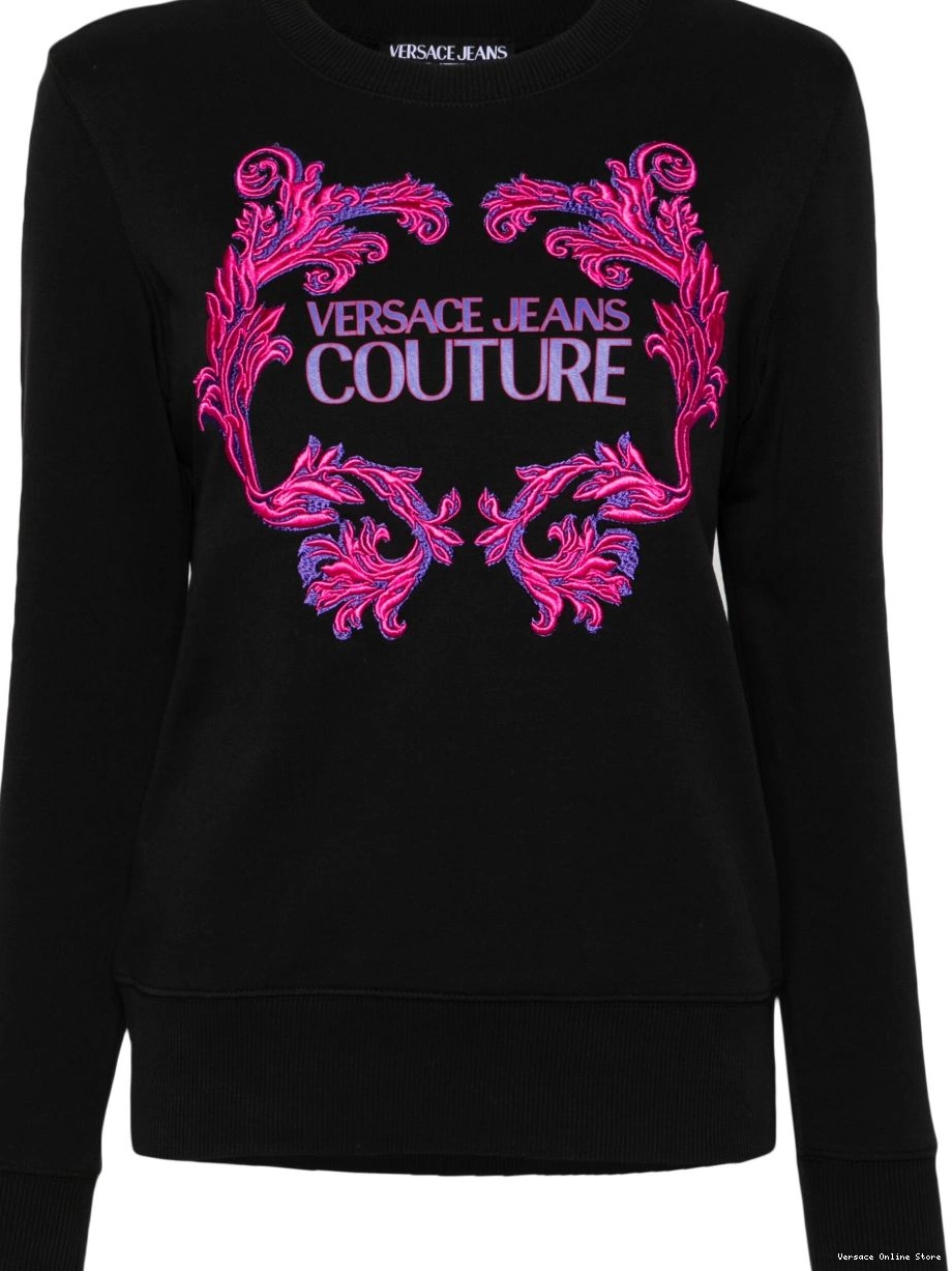Women Couture Jeans cotton Versace Barocco logo-print sweatshirt 0430